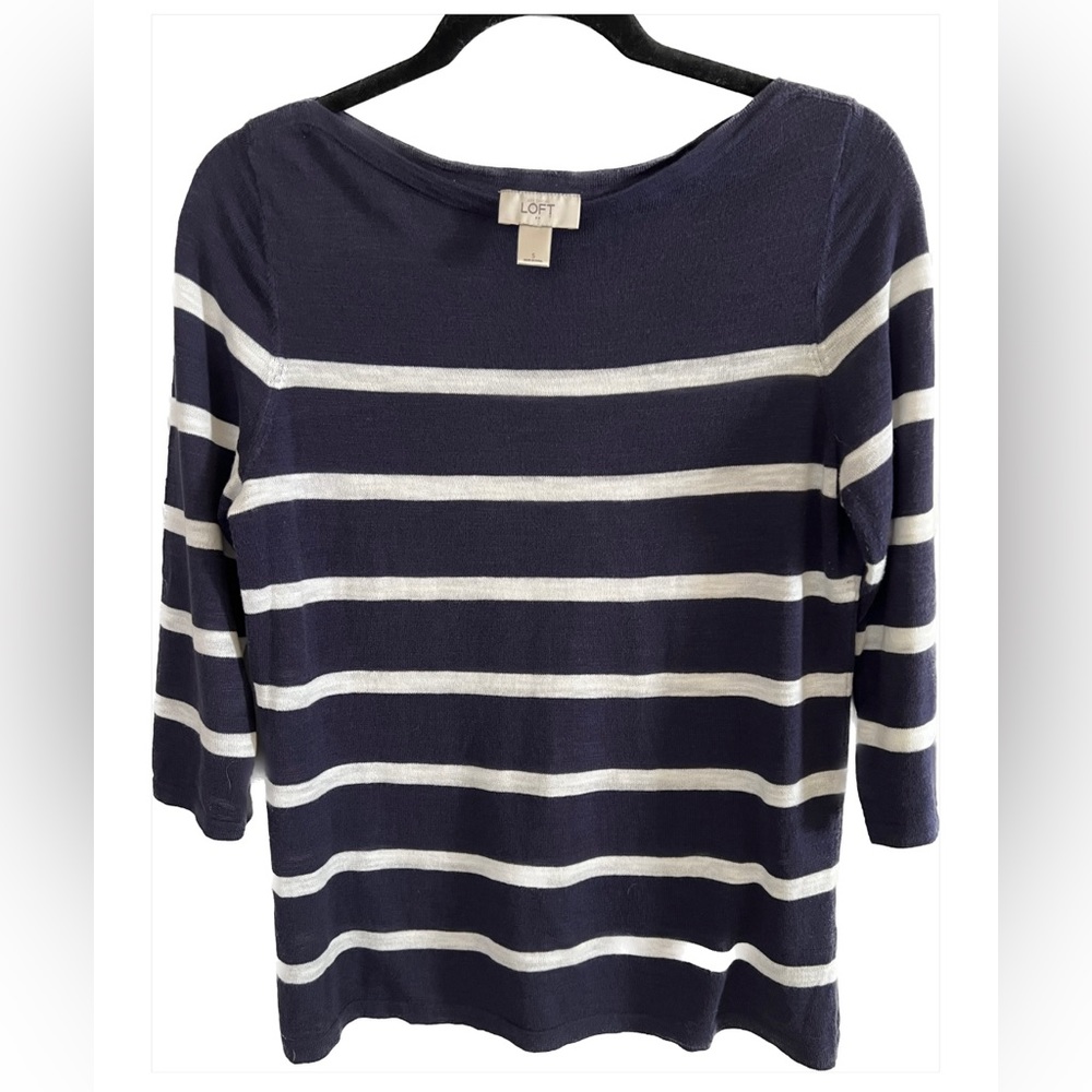 Ann Taylor Loft Navy & White Light Weight Sweater  (small)